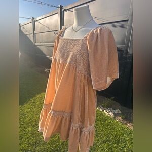 Free People Smocked Velvet Mini Dress